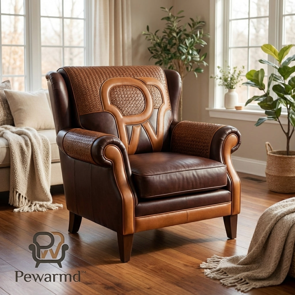 🪑 Pewarmd™ HeritageCraft Leather Accent Armchair